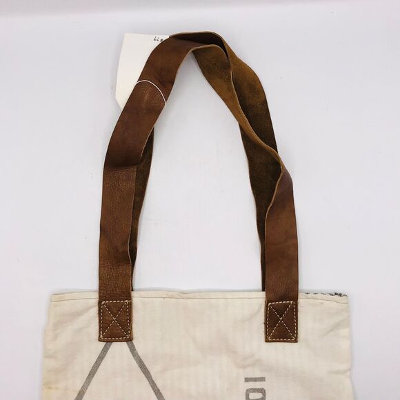 Grainsack Tote Bag, Leather Crossbody Strap, Vintage, Reclaimed Feedsack, Sugar - Picture 4 of 6
